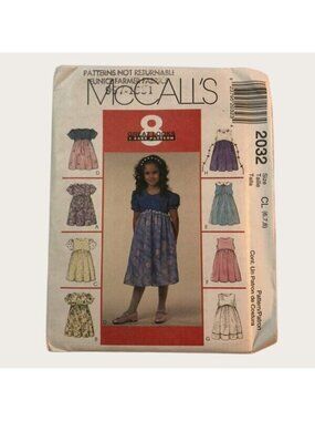 Vintage McCall's Sewing Pattern 2032 Girls Dresses Size 6-8